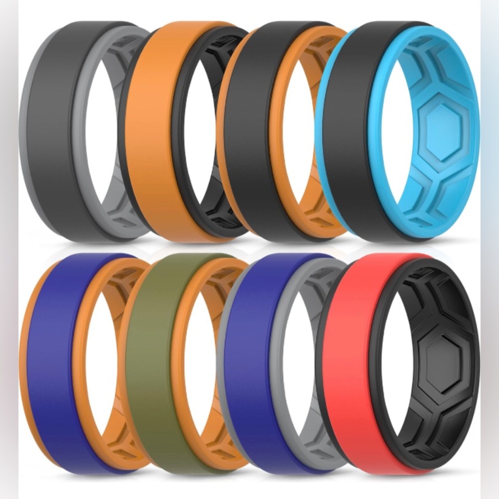 Men’s silicone rings, size 15, set of 8